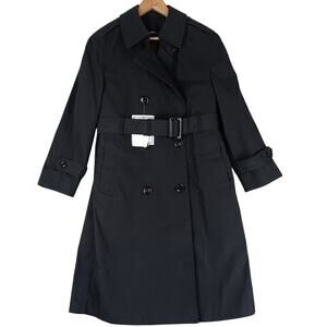 Army Military All-Weather Coat Womens 8 Extra Short Black Zip Lined Belted USA